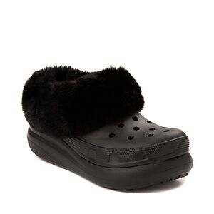 CROCS Black Furever Crush Plaform Shearling Lined Clog Size W7